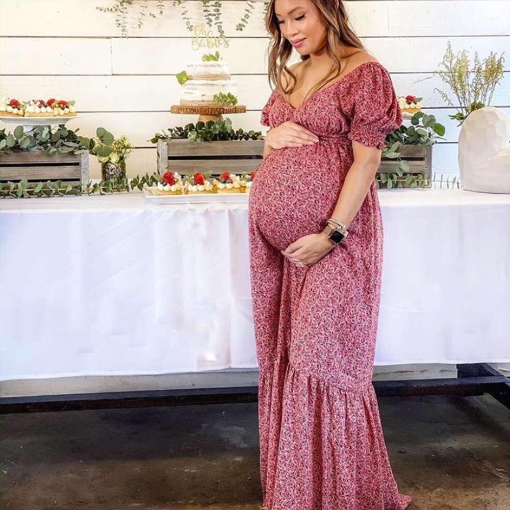 PinkBlush Maternity floral maxi dress NWT size M
